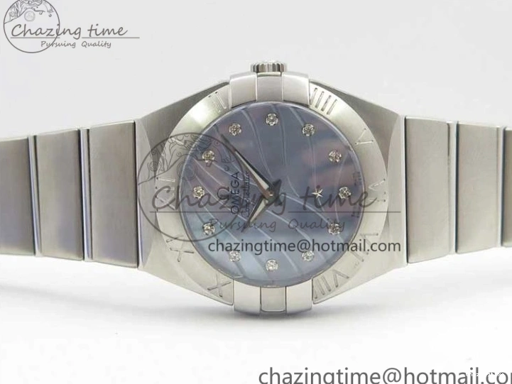 0402 Constellation Ladies 27mm ZF 1:1 Best Edition SS Blue MOP Dial on SS Bracelet ETA Quartz Youthful 7942